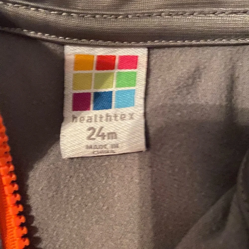 24 month boys Silverish Gray and Orange Track Suit